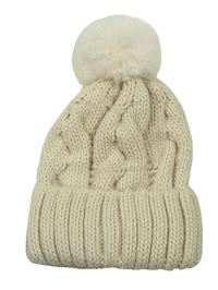 Béžová pletená čepice s bambulí H&M