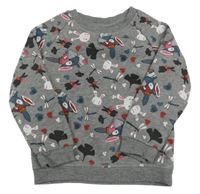 Sivá melírovaná mikina s králikmi a vážkami Papagino