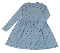 Modré puntíkaté bavlněné šaty s hvězdami