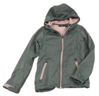 Šedá melírovaná softshellová funkční bunda s kapucí Active Touch