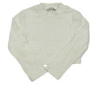 Smotanové rebrované crop tričko so stojačikom George