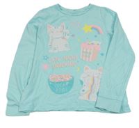 Světlemodré triko s kočkami a kometou C&A