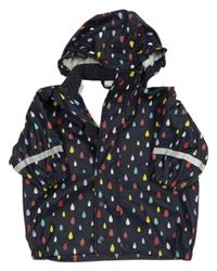 Tmavomodrá nepromokavá bunda s kapkami a kapucí Lindex