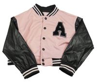 Ružovo-čierna baseballová crop mikina s písmenem Shein