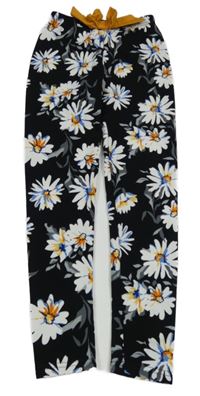 Čierne kvetované legíny s mašlou Shein