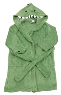 Zelený chlpatý župan s kapucí - dinosaurus H&M