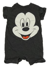 Antracitový melírovaný bavlněný kraťasový overal s Mickeym H&M