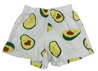 Biele bavlnené kraťasy s avokády Pepperts