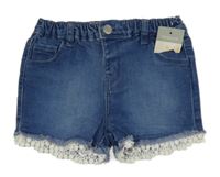 Nové - Modré riflové kraťasy s krajkou Primark