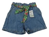 Nové - Modré riflové papar bag kraťasy s páskem Denim Co.