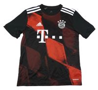 Černo-červené vzorované fotbalové funkční tričko - FC Bayern Mnichov Adidas