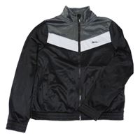 Čierno-tmavošedo-biela športová prepínaci mikina s logom Slazenger