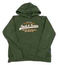 Khaki mikina s nápisom a kapucňou Jack & Jones