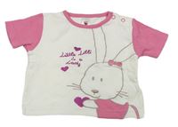Bielo-ružové tričko s králikom C&A