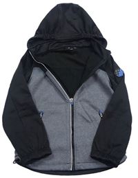 Čierno-sivá softhellová bunda s kapucňou