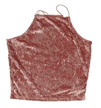 Starorůžový sametový crop top New Look