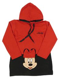 Červeno-čierne teplákové šaty s Minnie a kapucňou