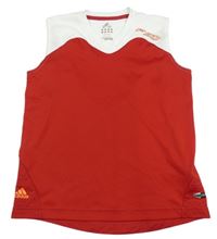 Červeno-bílé sportovní funkční tílko Adidas