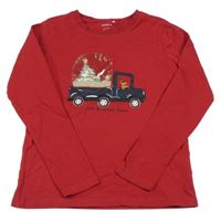Rubínové triko s autem a stromečkem Name it