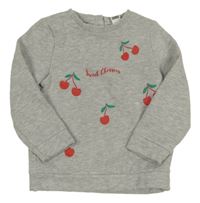 Sivá melírovaná mikina s třešněmi