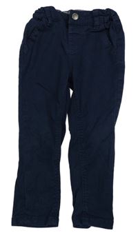 Tmavomodré plátenné nohavice