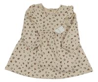 Nové - svetlobéžové vzorované šaty s volánikmi Matalan