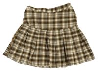 Hnědo-smetanová kostkovaná skládaná sukně H&M