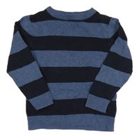 Modro-tmavomodrý pruhovaný ľahký sveter H&M