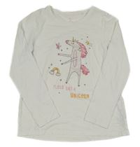 Bílé triko s jednorožcem Next