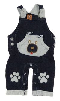 Tmavomodré laclové tepláky s pejskem 