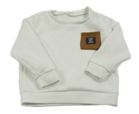 Biela vzorovaná mikina s hnedou vreckom shein