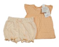 Nové - 2 set - meruňková tunika + pruhované kraťasy Topomini