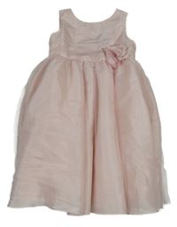 Svetloružové tylové slávnostné šaty s květem H&M