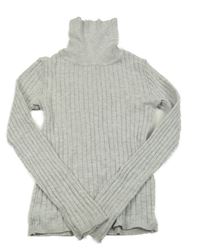 Sivý rebrovaný ľahký sveter s rolákom Primark