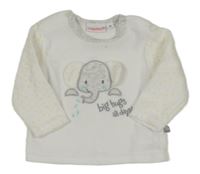 Biele zamatové tričko so slonom Liegelind