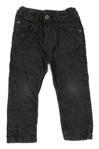 Antracitové menžestrové skinny nohavice H&M