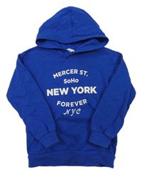 Modrá mikina s nápisom a kapucňou H&M