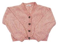 Ružovo-smotanový melírovaný žinylkový prepínaci crop sveter H&M