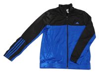 Modro-černá sportovní propínací funkční mikina s logem Adidas