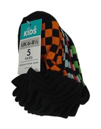 Nové - 5x černo-barevné kotníkové ponožky Matalan