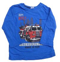 Modré tričko s hasičským autom Kiki&Koko