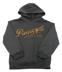 Antracitová mikina s logom a kapucňou Pineapple
