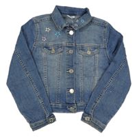 Modrá riflová crop bunda s jednorožcem H&M