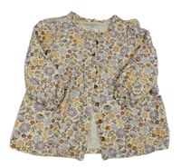 Bielo-fialová kvetovaná menšestrová blúzka