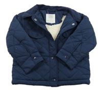 Tmavomodrá šušťáková zimná prešívaná bunda F&F