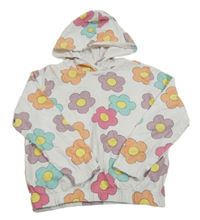 Biela kvetovaná mikina s kapucňou Dopodopo