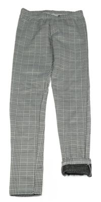 Černo-bílé kostkované zateplené legíny Y.F.K.