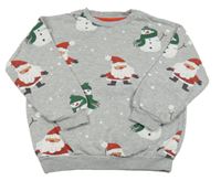 Svetlosivá mikina so Santou a sněhuláky F&F