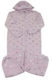 Svetloružová -strieborná bodkovaná á fleecová kombinéza s kapucňou Pepperts