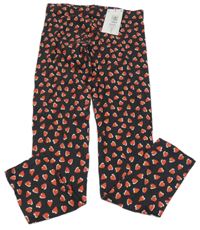 Nové - Tmavošedo-červené legíny se srdíčky M&S